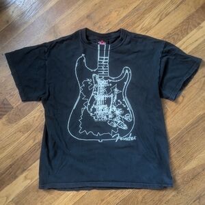 Fender The Collection Mens Guitar All Over Print Etched Stencil T-shirt Size L